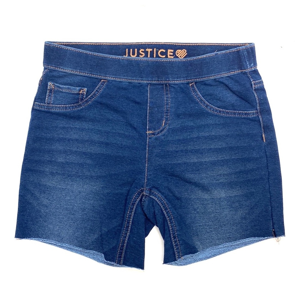 Justice Girls Distressed Pull-On Denim Cut-Off Shorts
